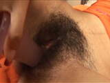 Hairy Latina playing in bed